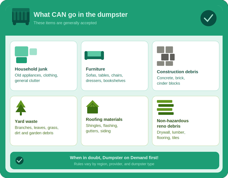 Things you can throw in a dumpster.